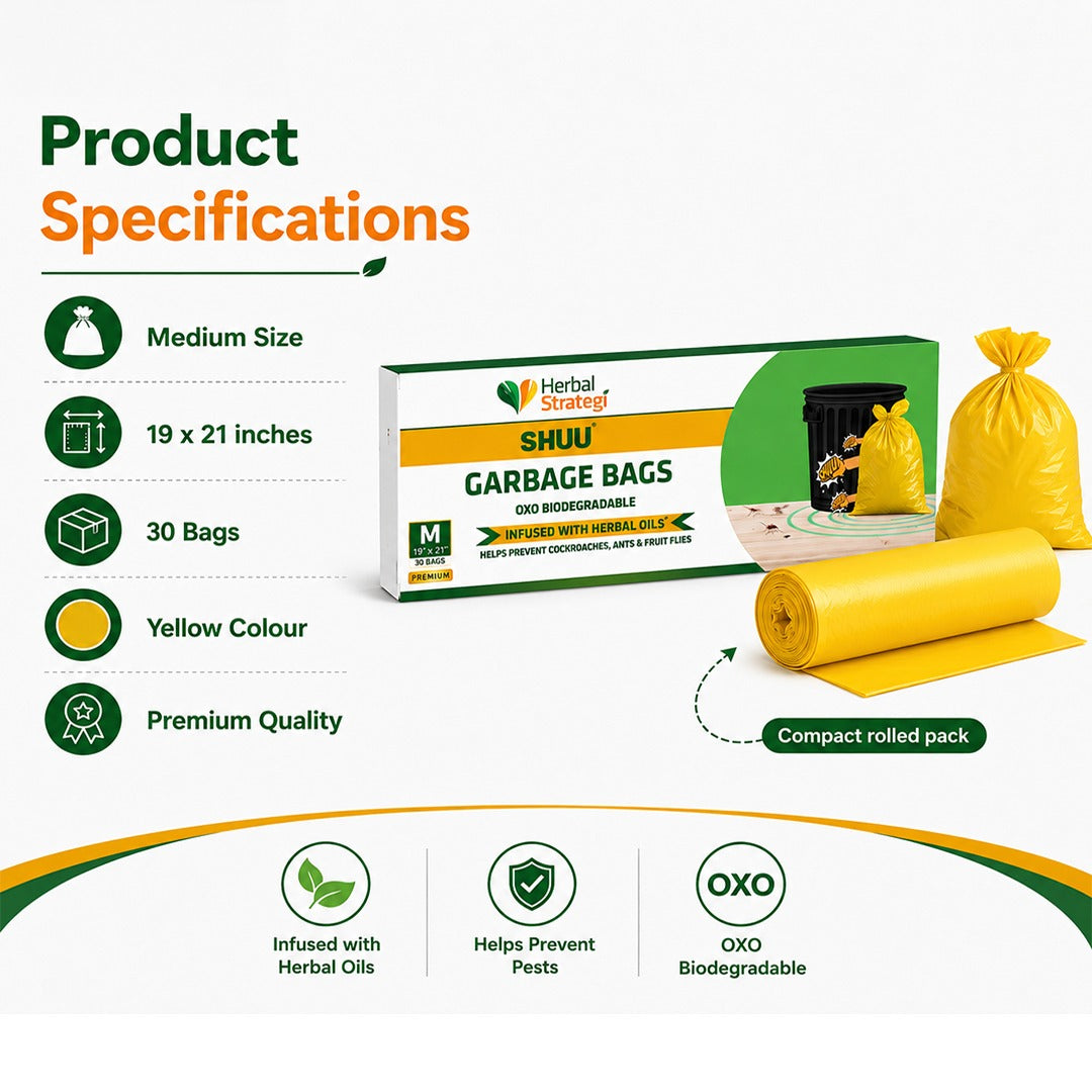 Shuu Garbage Bag | Helps Prevent Cockroach and Insects | Medium 19 x 21 Inches