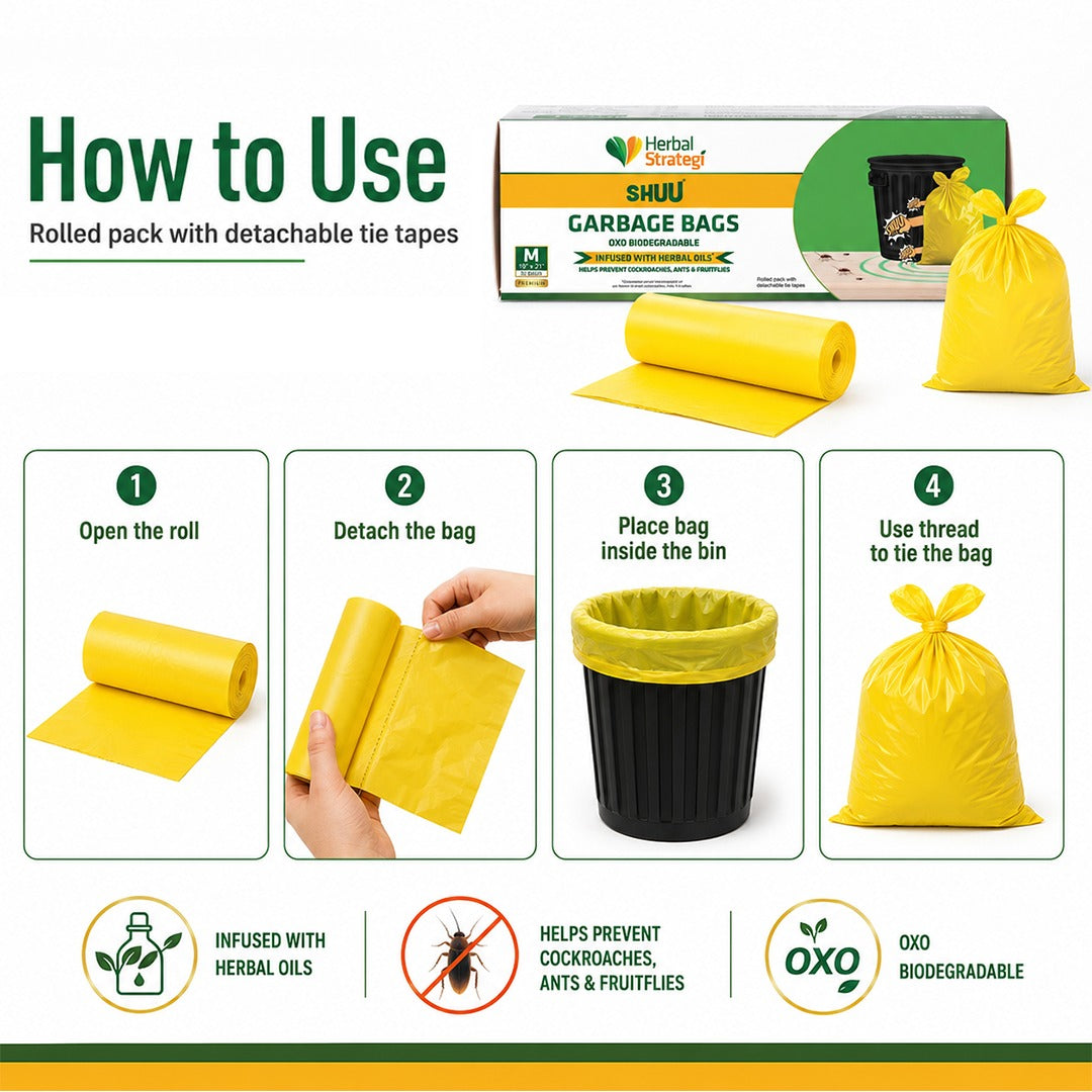 Shuu Garbage Bag | Helps Prevent Cockroach and Insects | Medium 19 x 21 Inches