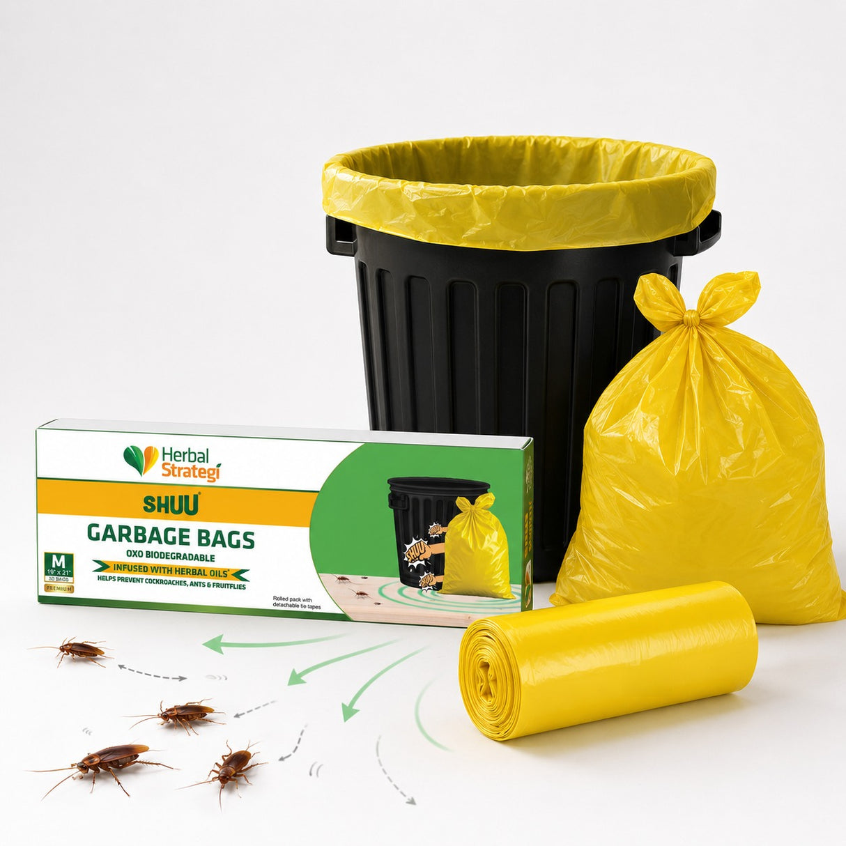 Shuu Garbage Bag | Helps Prevent Cockroach and Insects | Medium 19 x 21 Inches