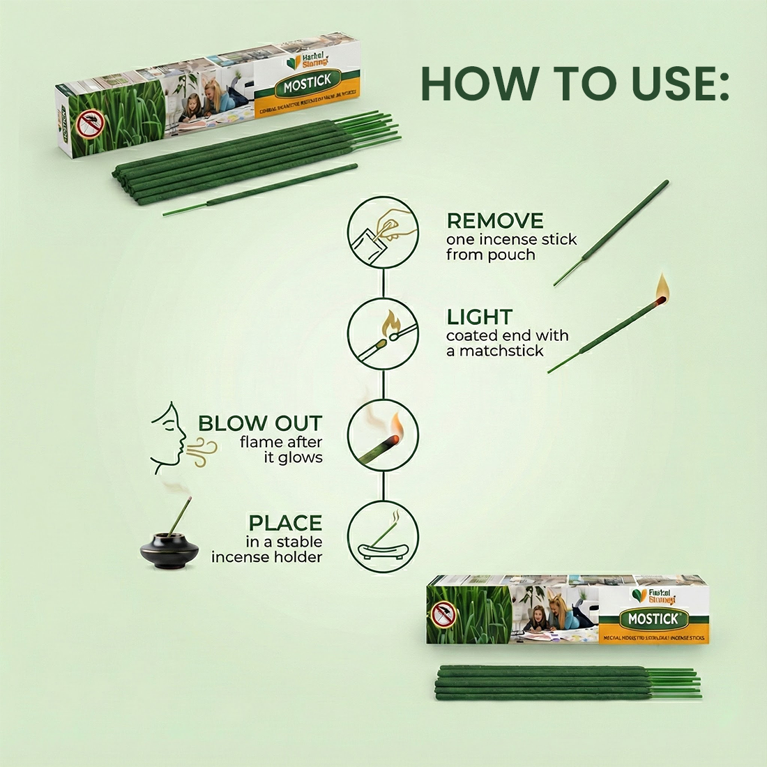 Herbal Mosquito Repellent Agarbatti/Incense Sticks | Product Size: 40 Sticks, 120 Sticks