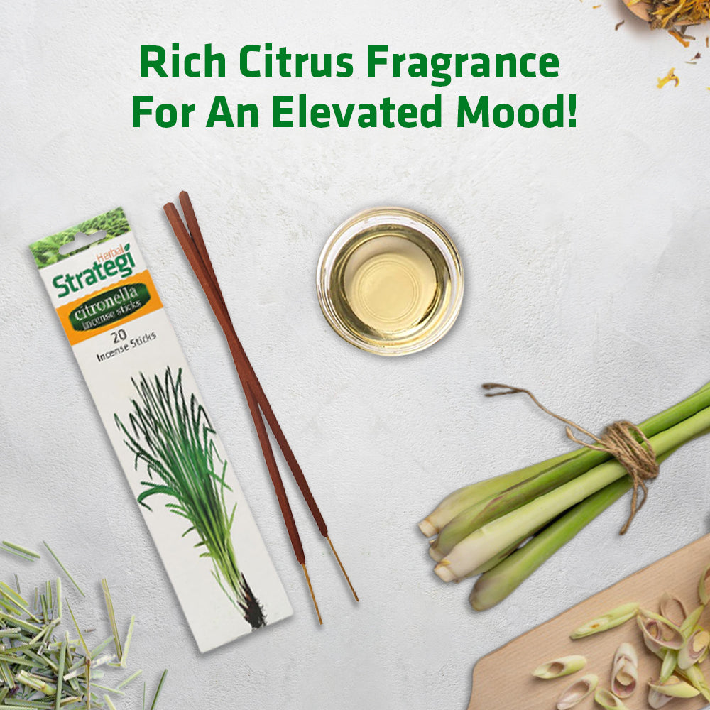 Herbal Aromatic Citronella Incense Sticks - 20 Sticks Per Pack