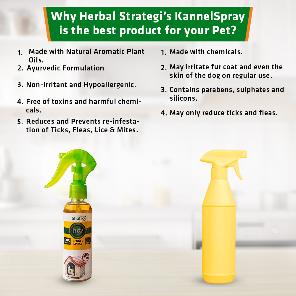Herbal Ticks, Fleas, Lice, and Mites Spray for Kennel | Product Size: 100 ml, 500 ml