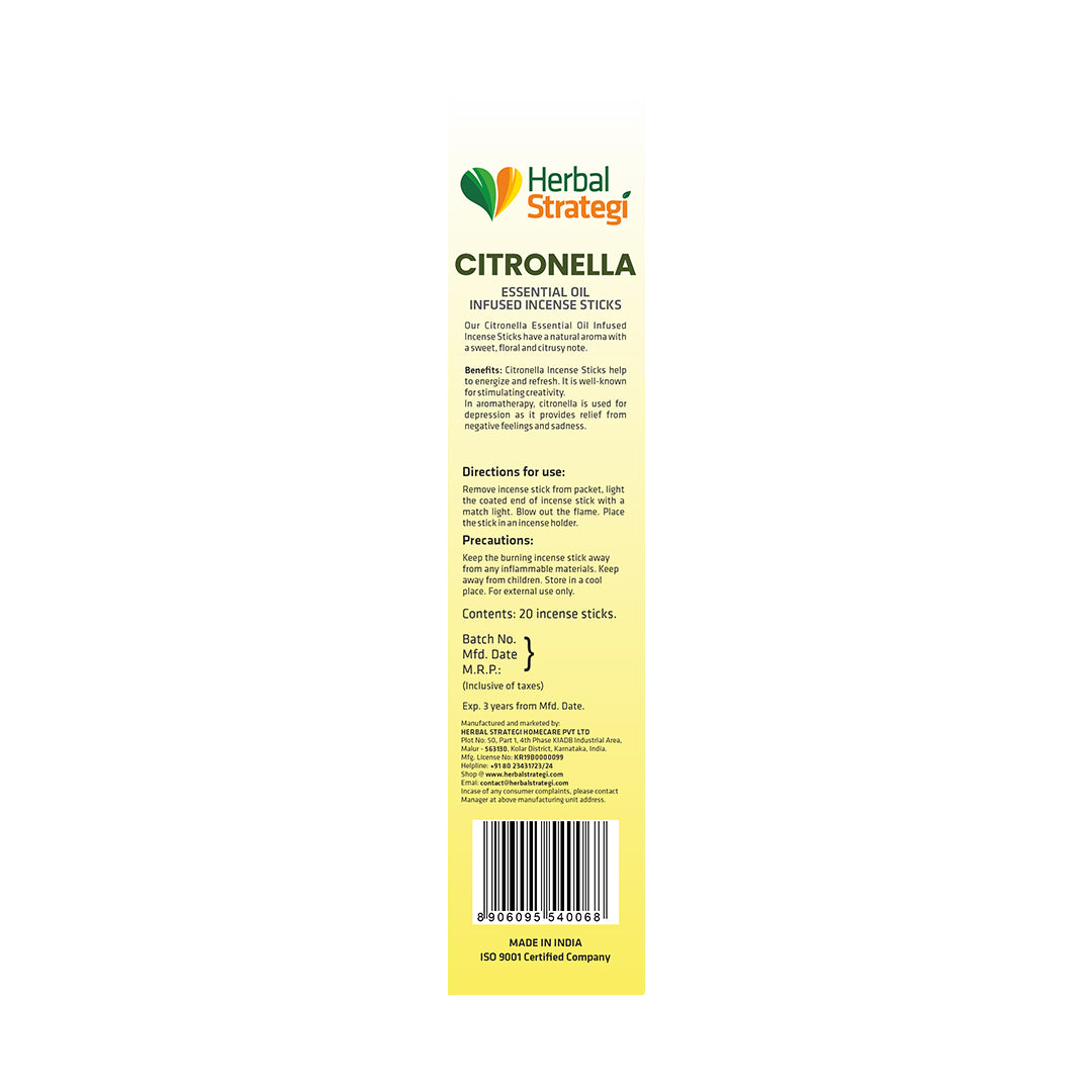 Herbal Aromatic Citronella Incense Sticks - 20 Sticks Per Pack