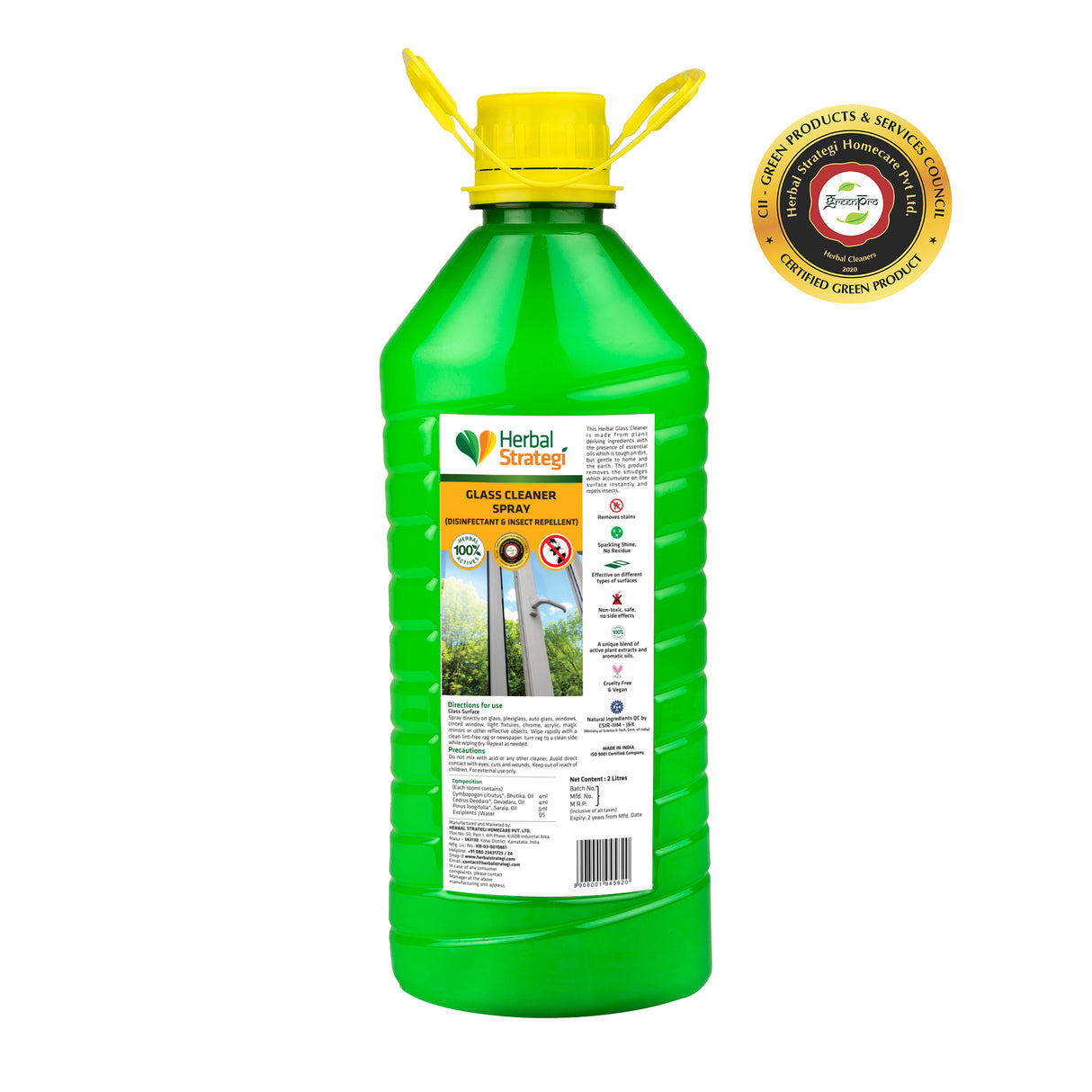 Herbal Glass Cleaner, Disinfectant & Insect Repellent | Product Size: 500 ml, 2 ltrs, 5 ltrs
