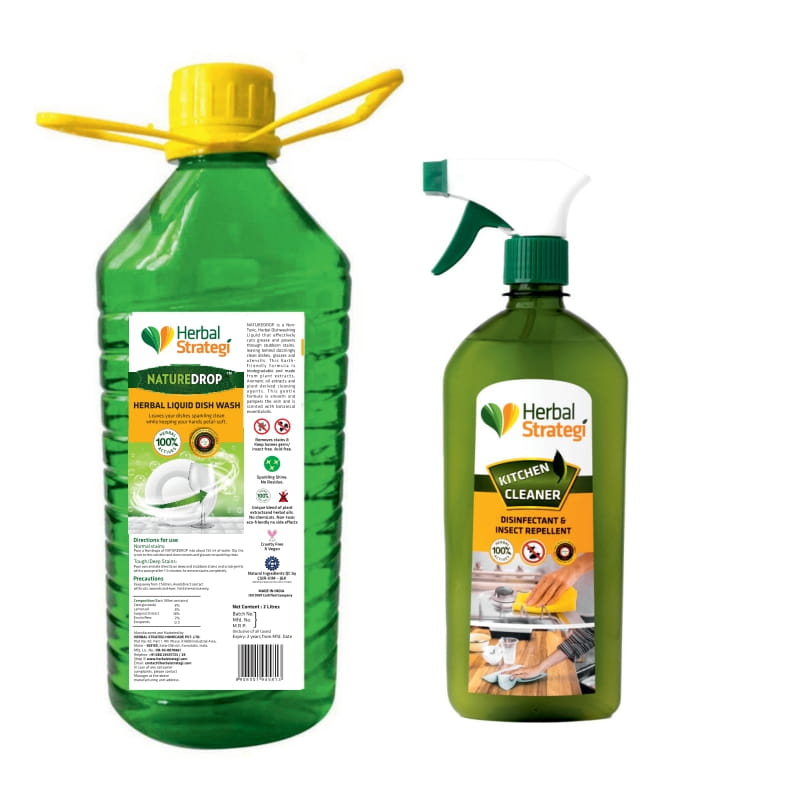 Herbal Dishwashing Liquid 2 Litre + Kitchen Cleaner 500 ml  (Pack of 2 = 2500 ml)