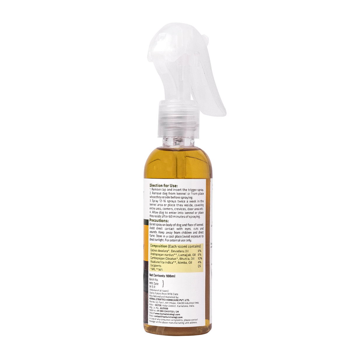 Herbal Ticks, Fleas, Lice, and Mites Spray for Kennel | Product Size: 100 ml, 500 ml
