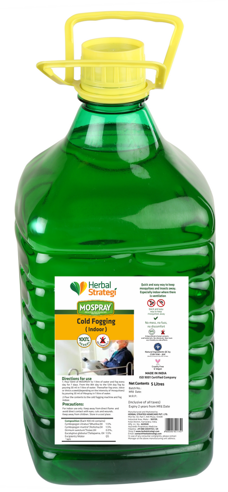 Herbal Indoor Cold Fogging Solution For Mosquito | Product Size: 1 ltrs, 5 ltrs, 1 ltr+machine