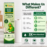 Herbal Strategi Bamboo Kitchen Towels | 120 GSM | Reusable & Washable | 18 Sheets