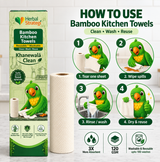 Herbal Strategi Bamboo Kitchen Towels | 120 GSM | Reusable & Washable | 18 Sheets