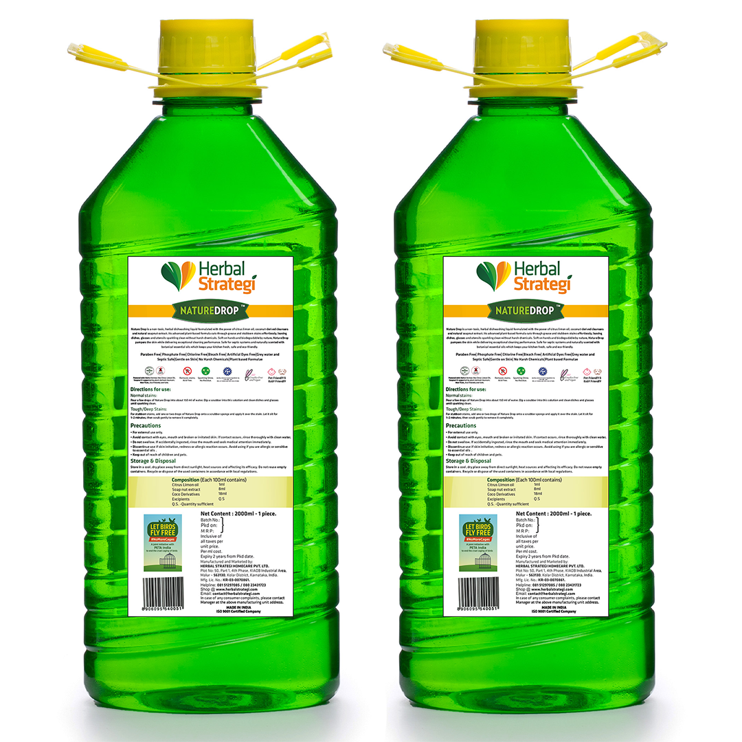 NatureDrop Dishwash Liquid – Khanewala Clean | Powered by Herbal Actives (Pack of 2 x 2 Litre )