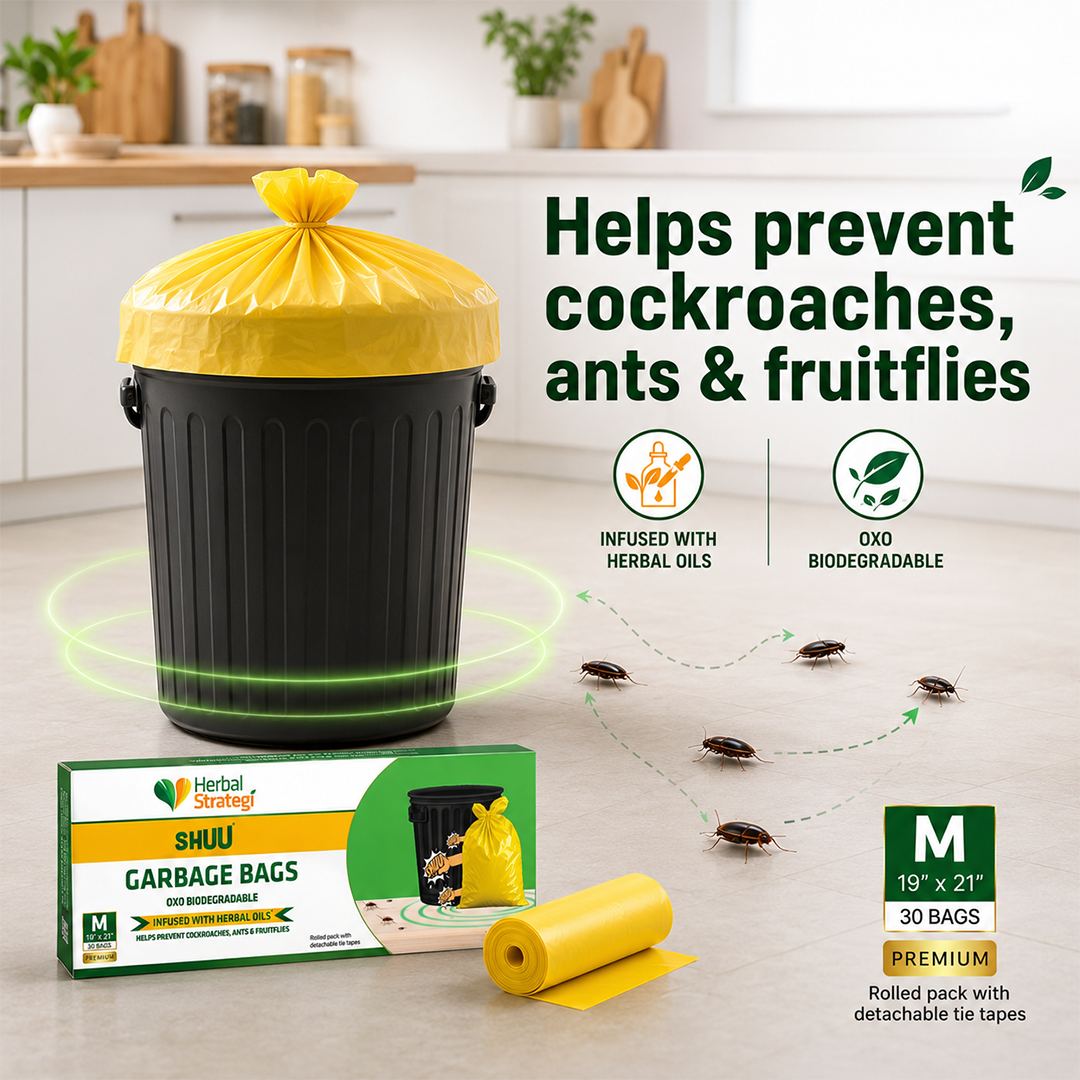 Shuu Garbage Bags (Pack of 3) | Helps Prevent Cockroaches & Insects | Medium 19 x 21 Inches