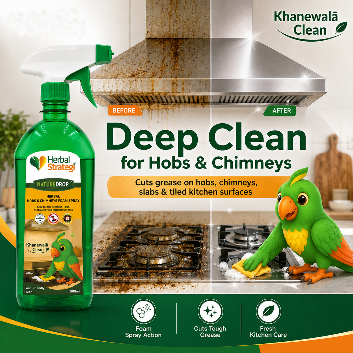 NatureDrop Hobs & Chimneys Foam Spray – 500 ml
