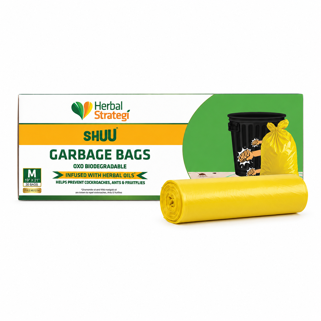 Shuu Garbage Bags (Pack of 3) | Helps Prevent Cockroaches & Insects | Medium 19 x 21 Inches