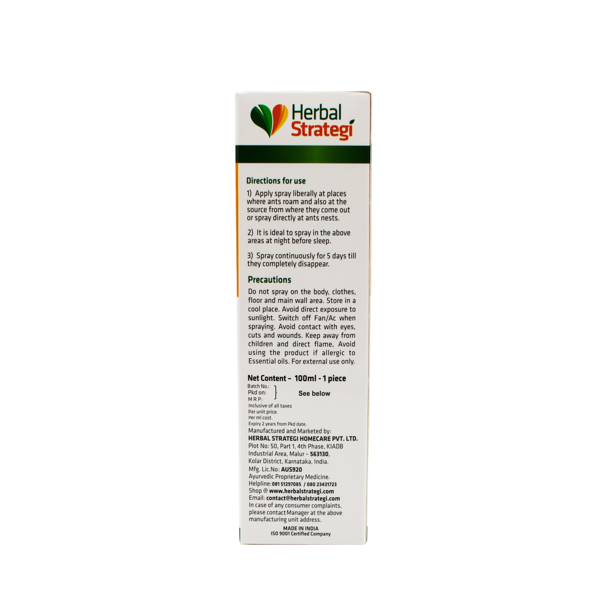 Herbal Ant Repellent Spray | Product Size: 100 ml, 200 ml, 500 ml, 5 ltrs