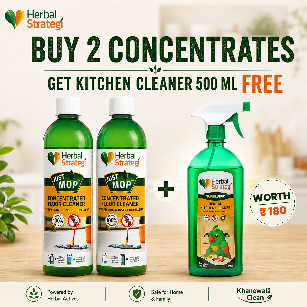 Buy Concentrated Floor Cleaner Duo & Get FREE Kitchen Cleaner 500 ml