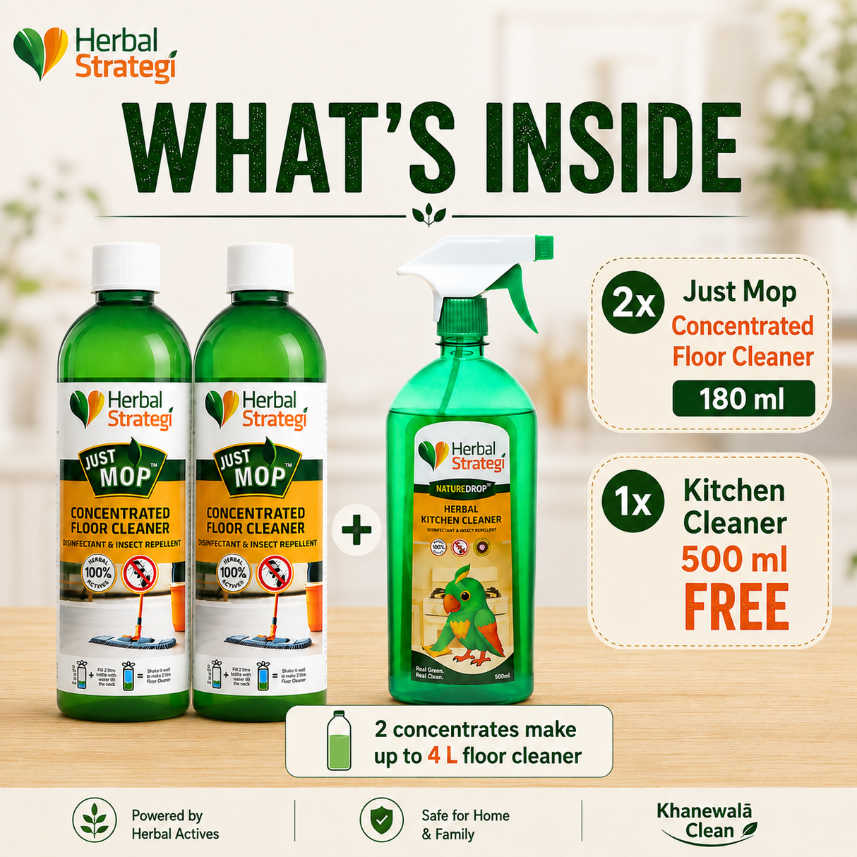 Buy Concentrated Floor Cleaner Duo & Get FREE Kitchen Cleaner 500 ml