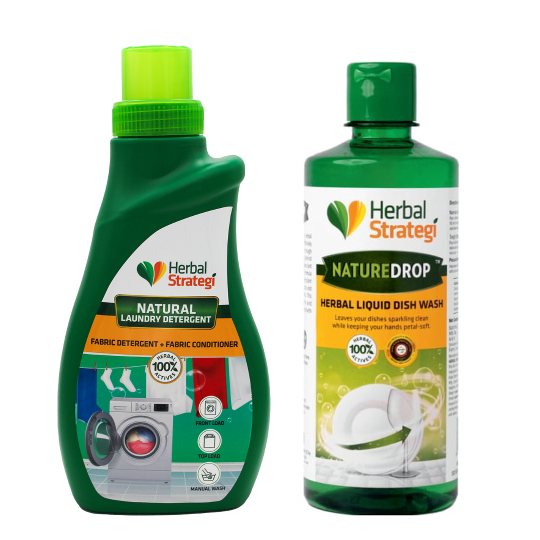 Herbal  Fabric wash & Dishwashing Liquid (Pack of 500 ml x 2)