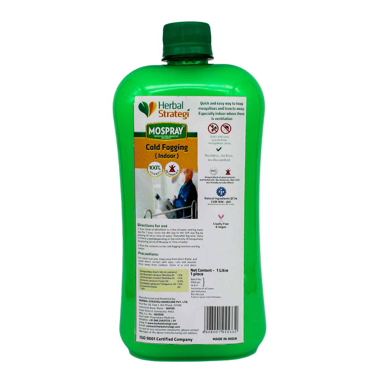 Herbal Indoor Cold Fogging Solution For Mosquito | Product Size: 1 ltrs, 5 ltrs, 1 ltr+machine