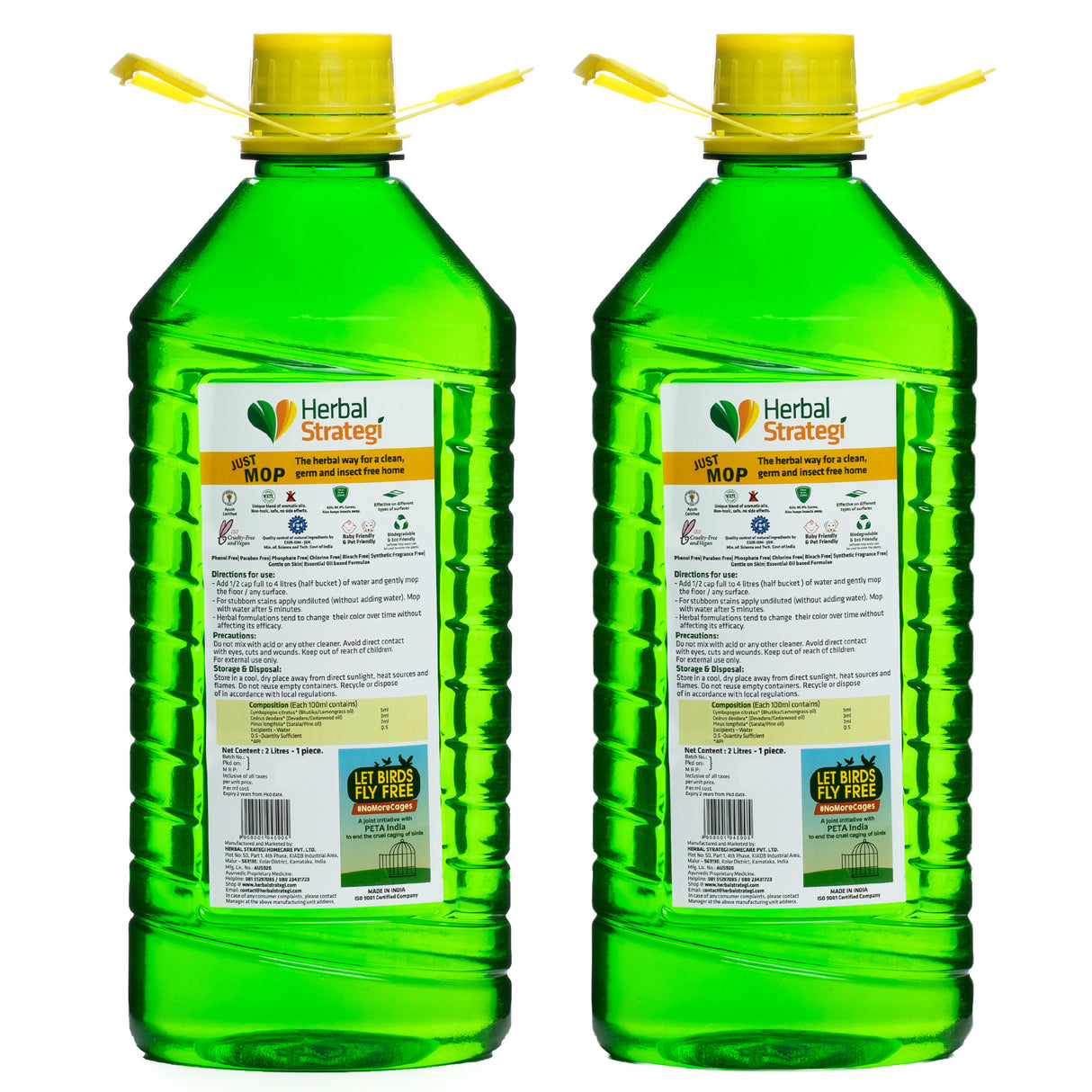 Herbal Disinfectant, Floor cleaner & Insect Repellent (Pack of 2 x 2 Litres)