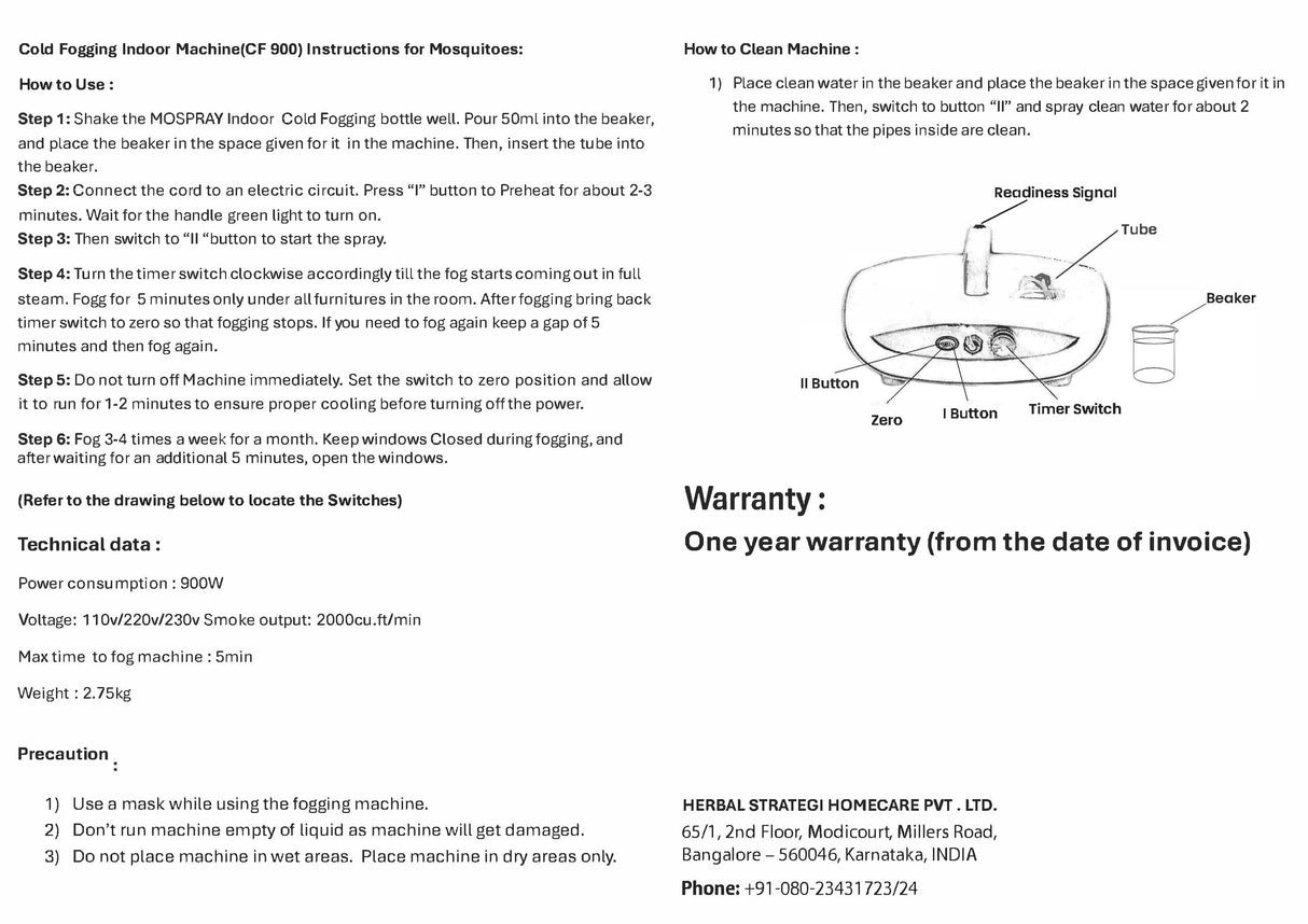 Herbal Indoor Cold Fogging Solution For Mosquito | Product Size: 1 ltrs, 5 ltrs, 1 ltr+machine