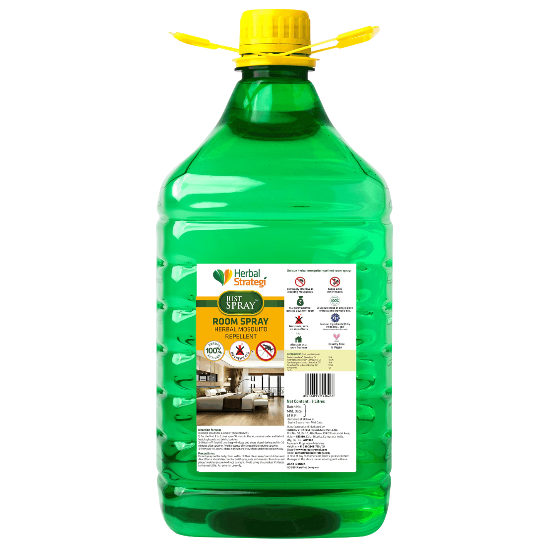 Herbal Mosquito Repellent Room Spray | Product Size: 100 ml, 200ml, 500 ml, 5 ltrs