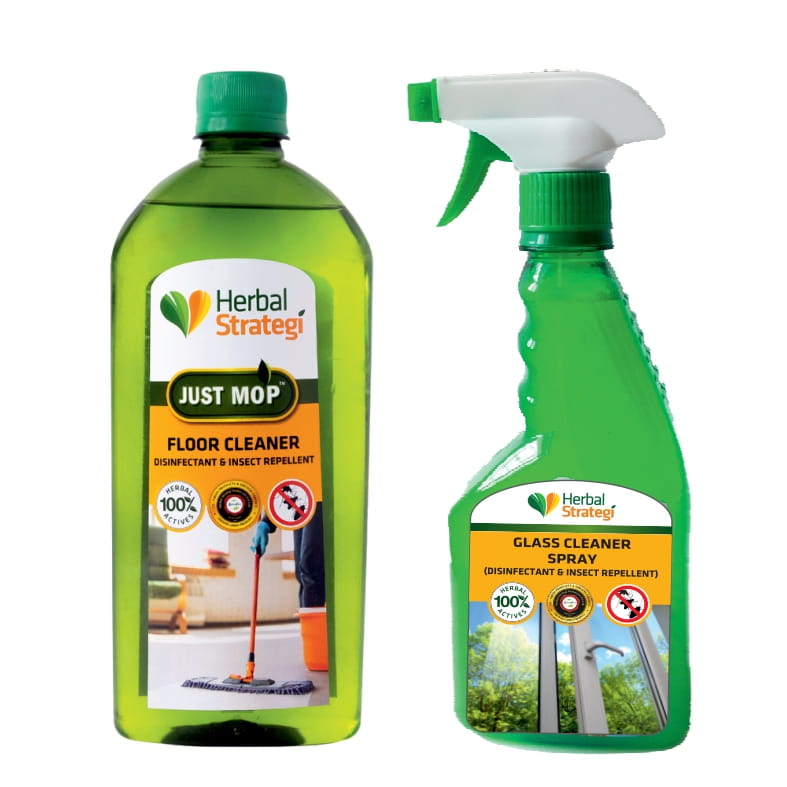 Buy Natural Glass Cleaner & Floor Cleaner (Pack of 500 ml x 2) – Herbal  Strategi
