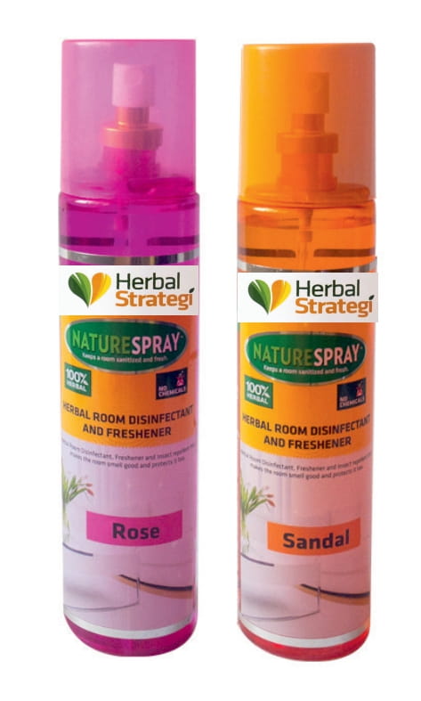 Herbal Room Disinfectant & Freshener - Rose & Sandal (Pack of 2 x 250 ml)