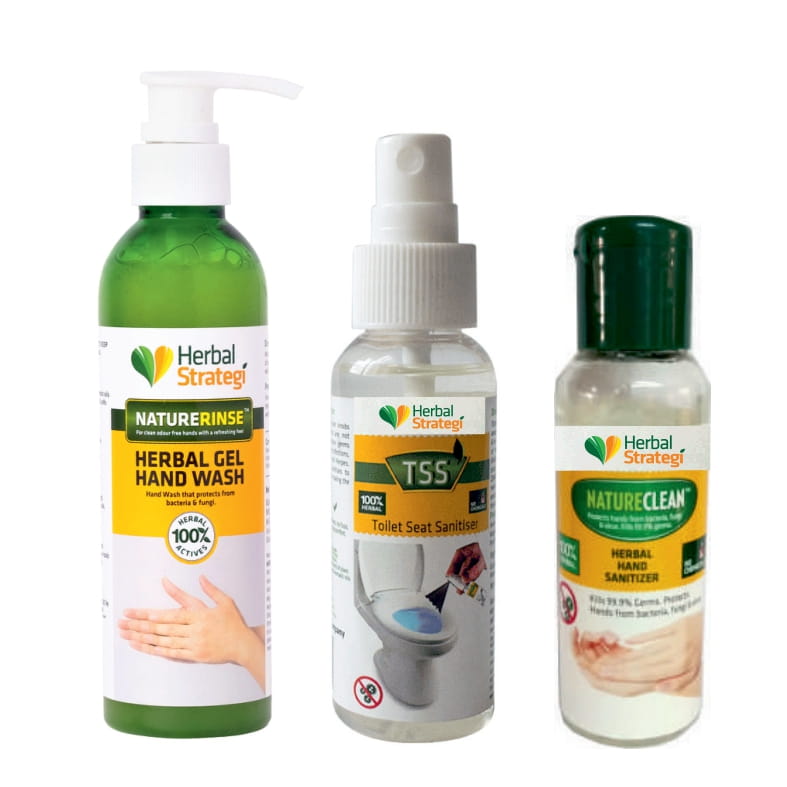 Herbal Hygiene Pack of 3 ( Gel Hand Wash 200ml+Hand Sanitizer 100 ml+Toilet Seat Santizer 50ml)
