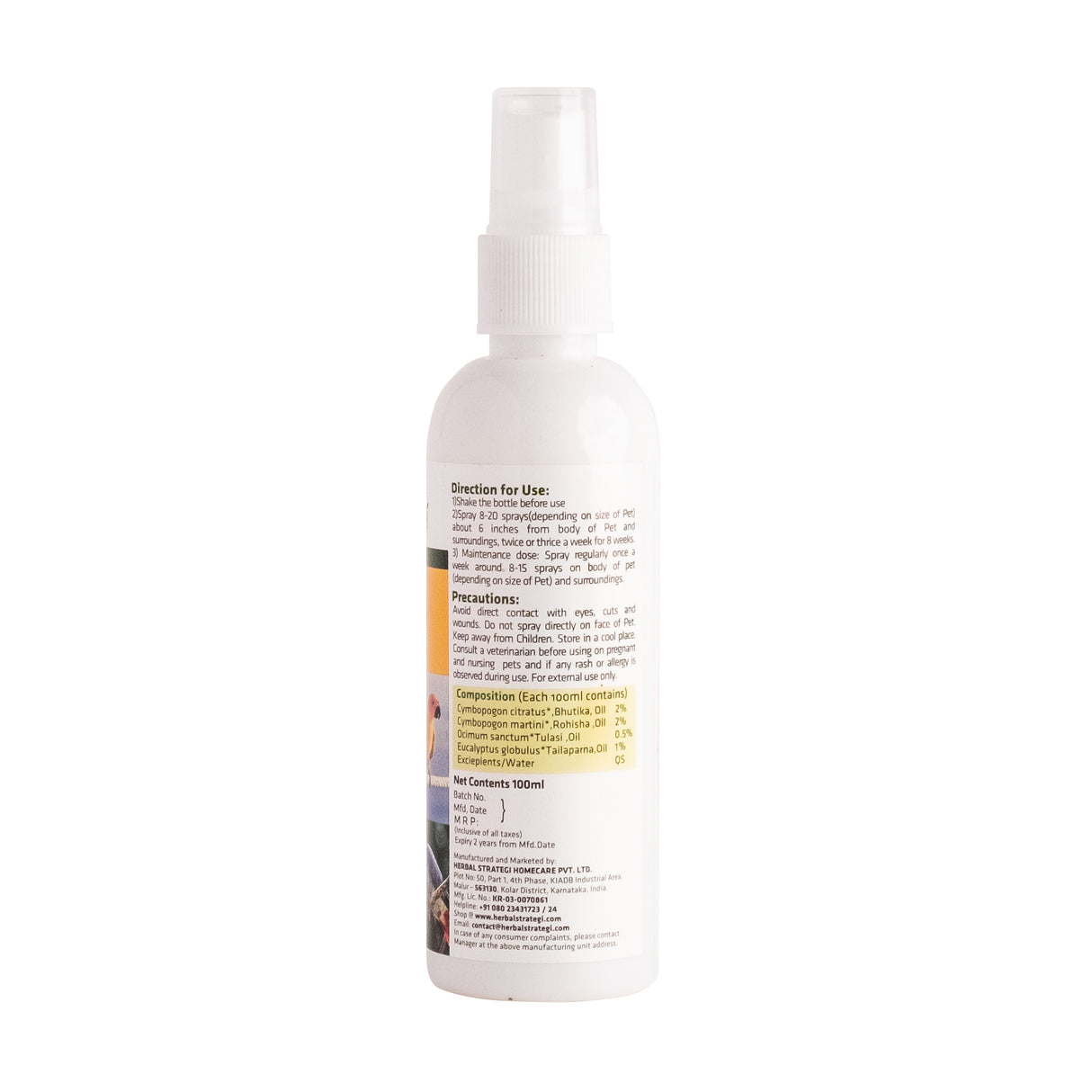 Herbal Ticks, Fleas, Lice, and Mites Spray for Pet | Product Size: 100 ml