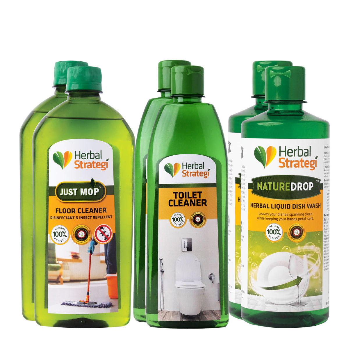 Buy Set of Floor Cleaner, Toilet Cleaner, Liquid Dishwash (Pack of 3 x 2)  500ml Online – Herbal Strategi
