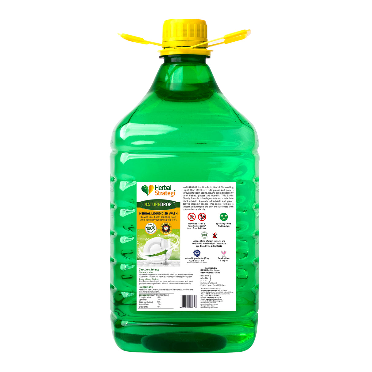 Herbal Dishwashing Liquid | Product Size: 500 ml, 1 ltrs, 1.8 ltrs, 2 ltrs, 5 ltrs