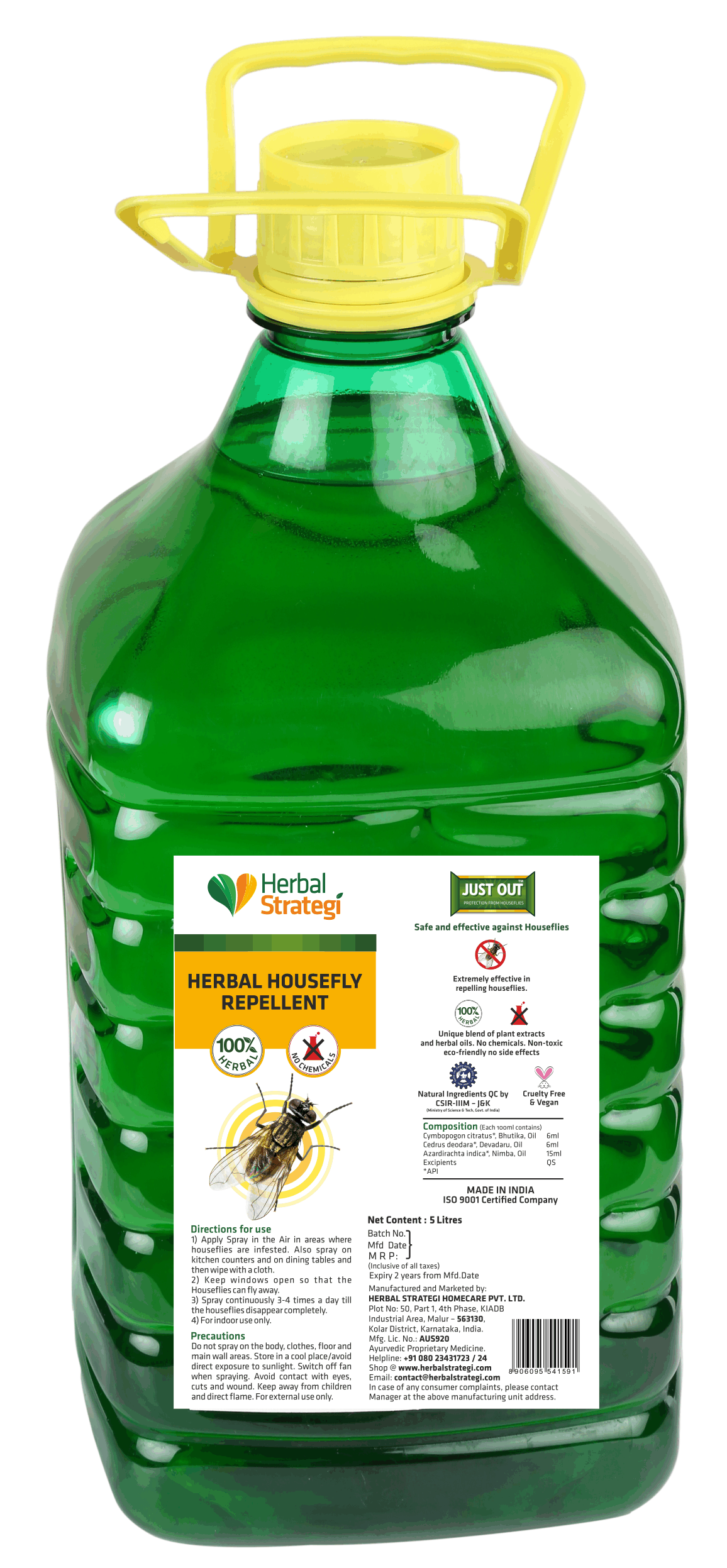 Herbal Fly Repellent | Product Size: 100 ml, 500 ml, 5 ltrs