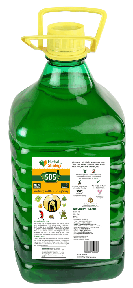 Herbal Sanitizing and Disinfecting Spray (SDS) | Product Size: 200 ml, 500 ml, 5 ltrs